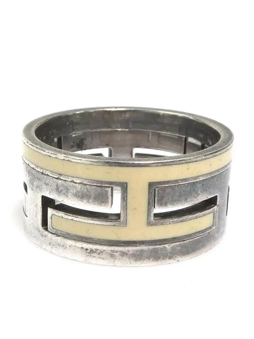 Auth Hermes Move H Ring Cream/Silver #303018H16B